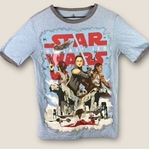 Star Wars Disney Graphic T-Shirt Size Small Rey Finn Blue‎ Men's Last Jedi Parks